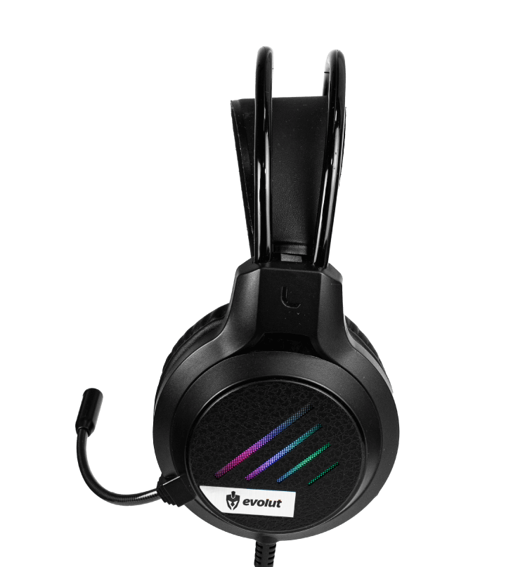 Headset Lesh Preto com Iluminação RGB - Experiência Imersiva de Áudio para Jogos.