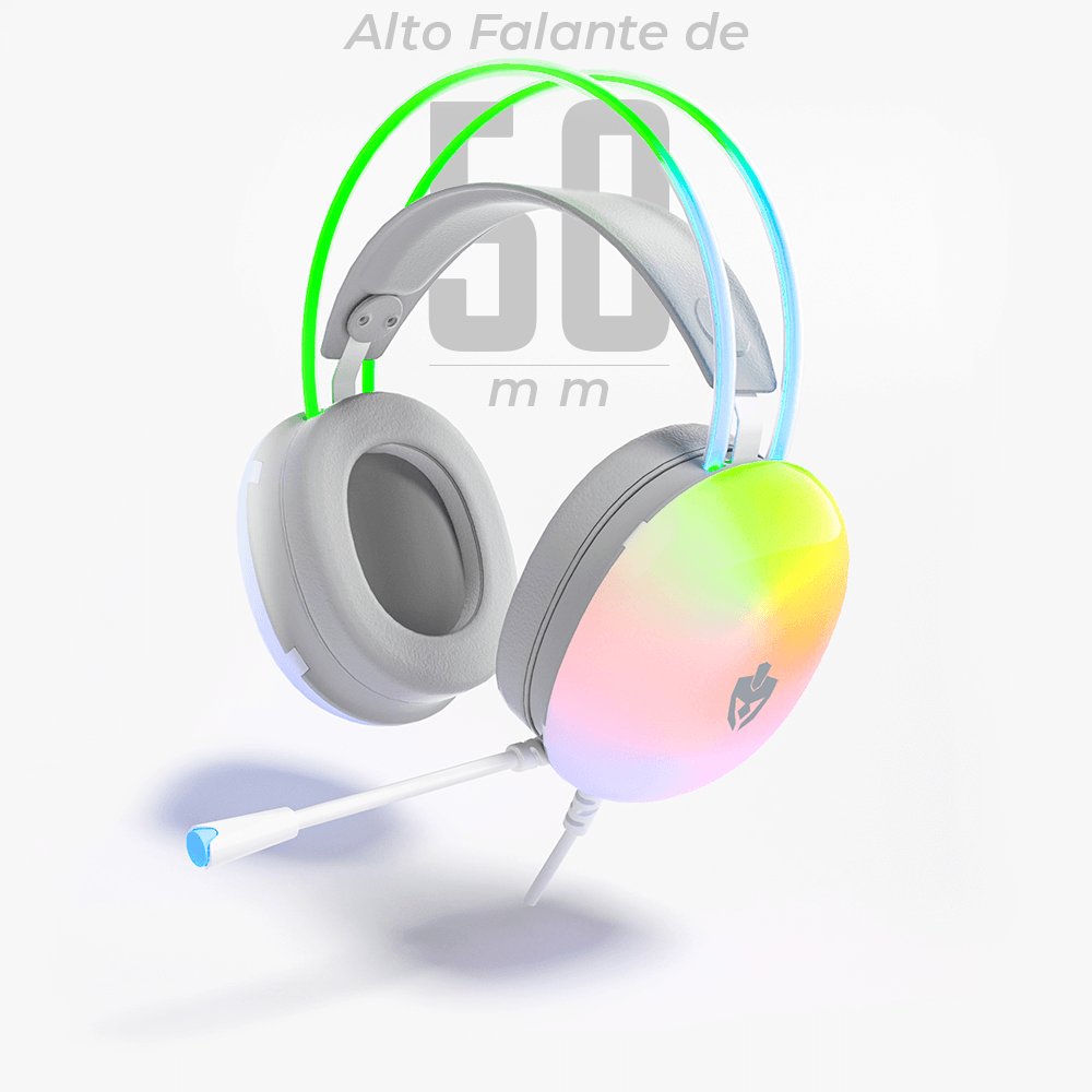 Headset Perfeito - Ajuste Headband, LED Rainbow, Total Conforto