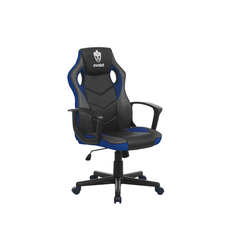 Cadeira Gamer Robusta Azul- Suporte até 120kg, Estrutura em Metal, Courino e Mesh