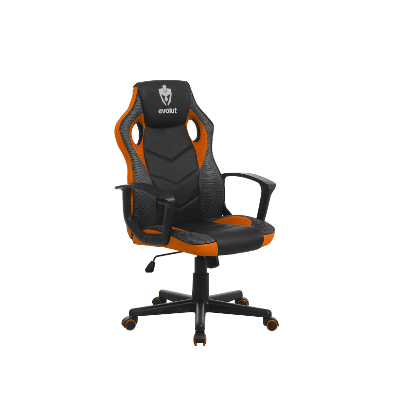 Cadeira Gamer Robusta Laranja - Suporte até 120kg, Estrutura em Metal, Courino e Mesh