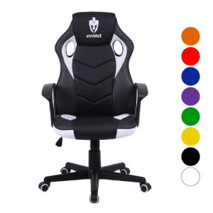 Cadeira Gamer Robusta branca/preta - Suporte até 120kg, Estrutura em Metal, Courino e Mesh